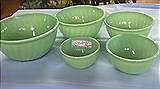 Complete 5 piece set of Fire King Jadeite bowl set.